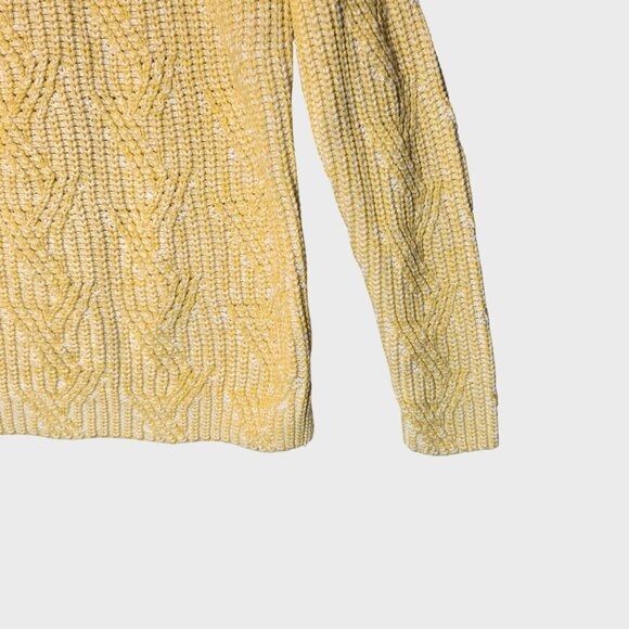 Caslon Rib Cable Knit Mock Neck Sweater S Yellow Vibrant Heritage Fall Pullover - Picture 5 of 10